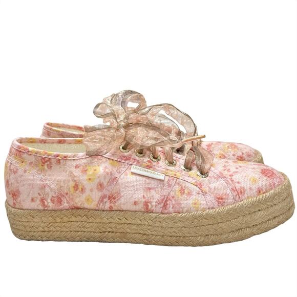 SUPERGA x LOVESHACKFANCY 2730 Espadrille Sneakers in Floral Tokyo Pink Size 8.5 - Picture 3 of 12